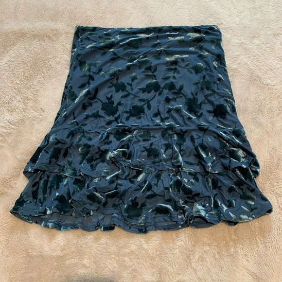 Tiered Blue Mini Skirt - Picture 1 of 4